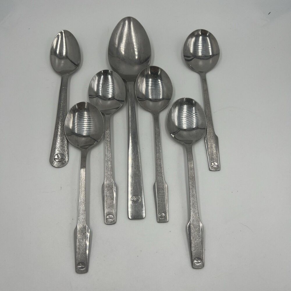 Vintage Eastern Airlines Stainless Steel Flatware 7 Spoons Soup Tea Table JAPAN